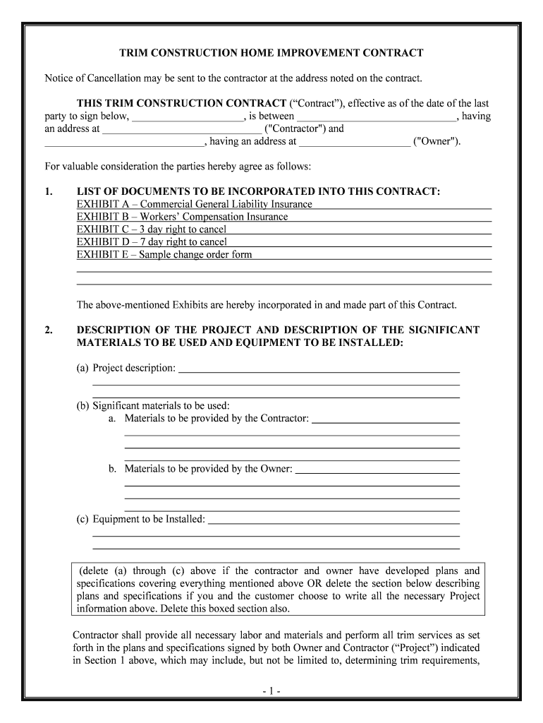 Contracting with a Contractor the Homeowner's Rights to Form - Fill Out ...