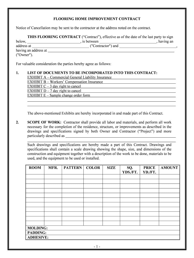 Flooring Contract &amp;amp; Agreement with Sample  Form