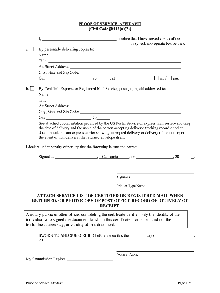 SERVICE by POSTING California  Form