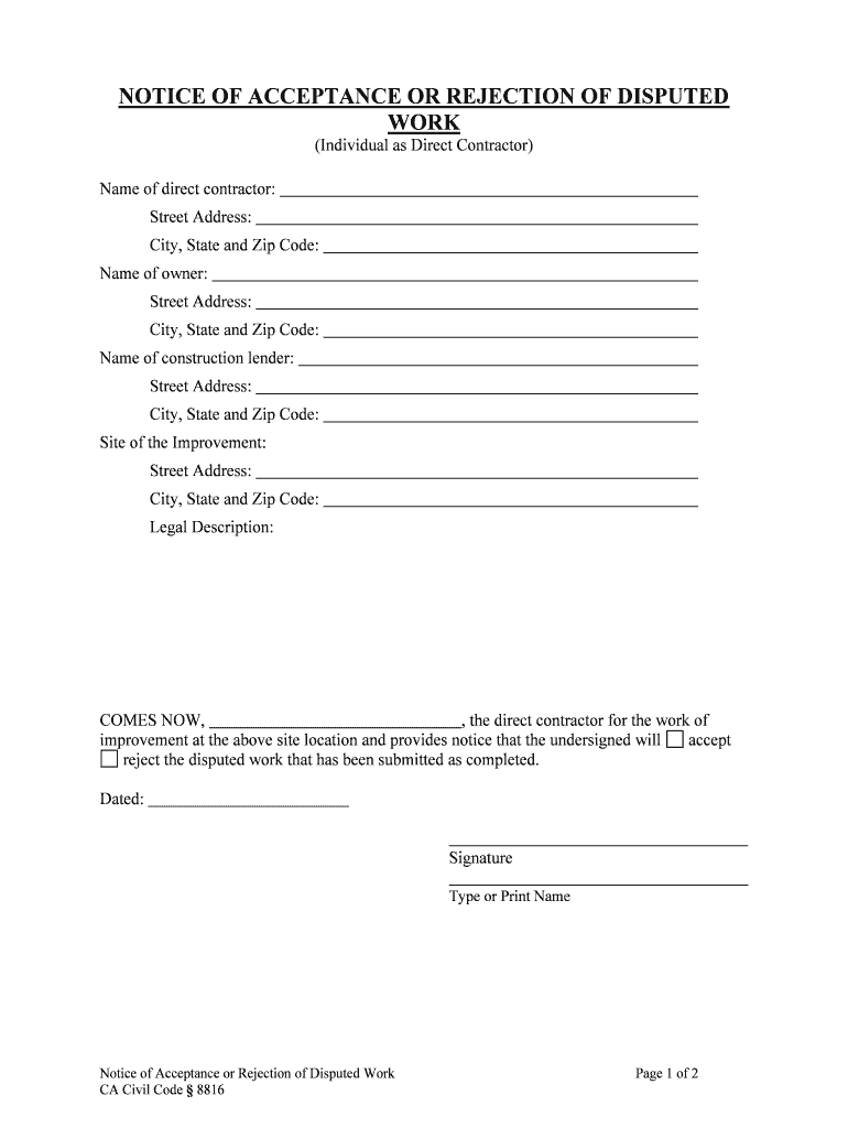 NOA Notice of Acceptance Miami Dade County Building  Form