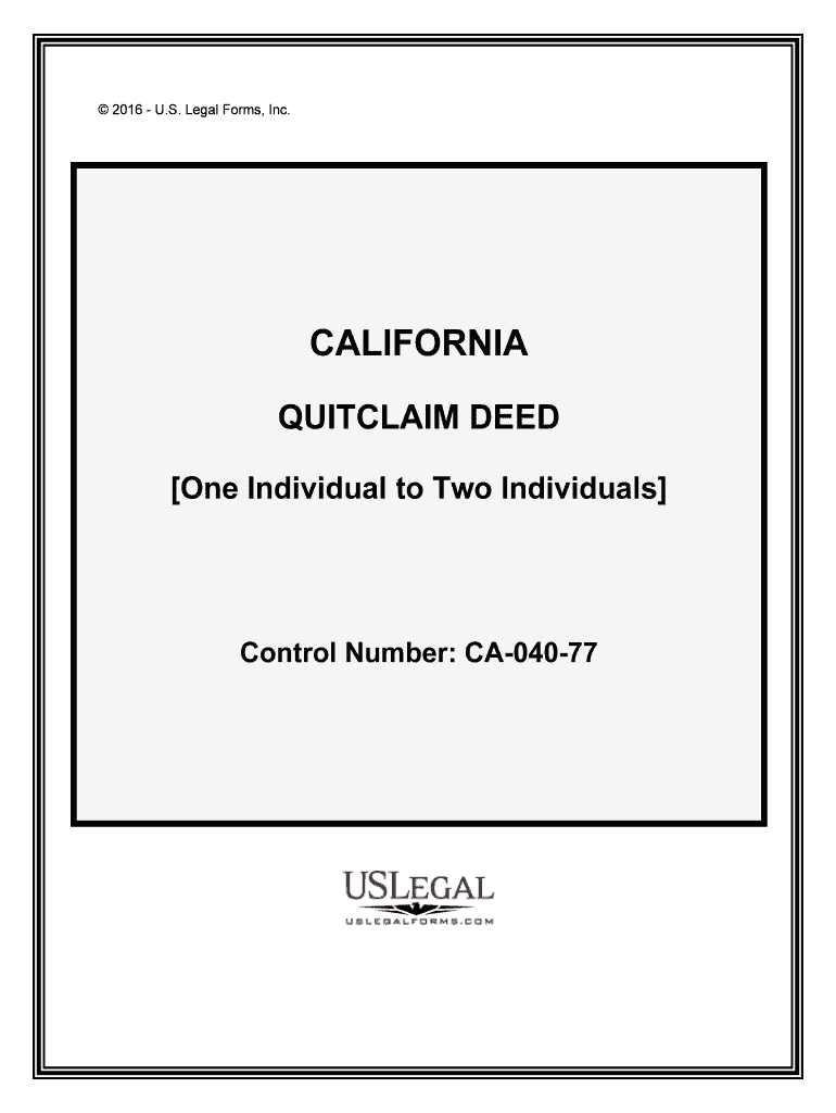 Control Number CA 040 77  Form