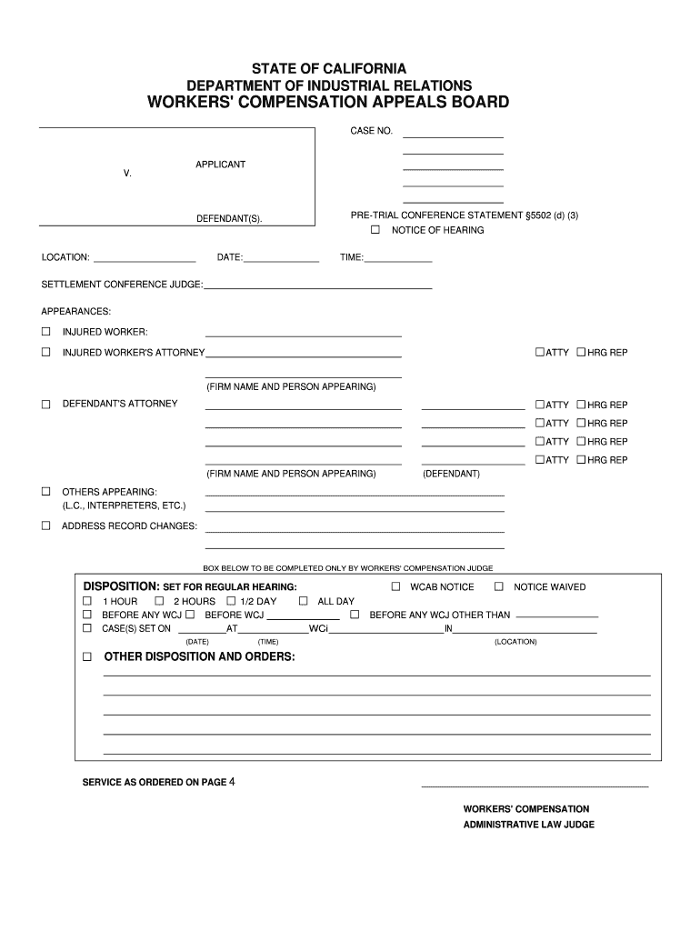 Pre Trial Conference Statement DIR  Form