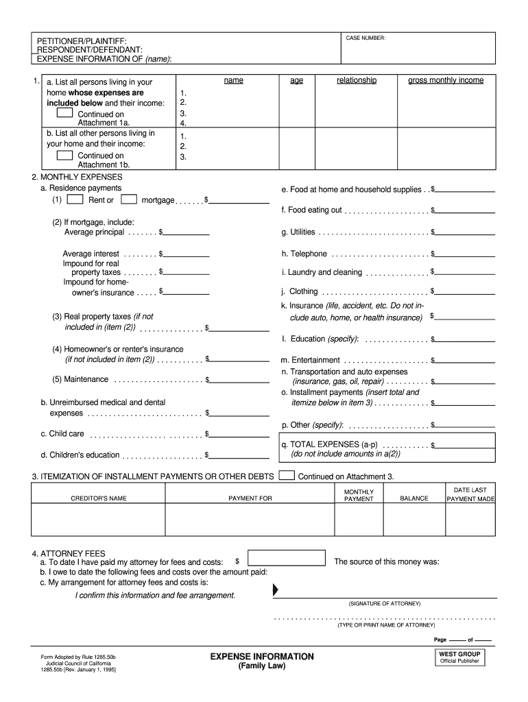 EXPENSE INFORMATION of Name