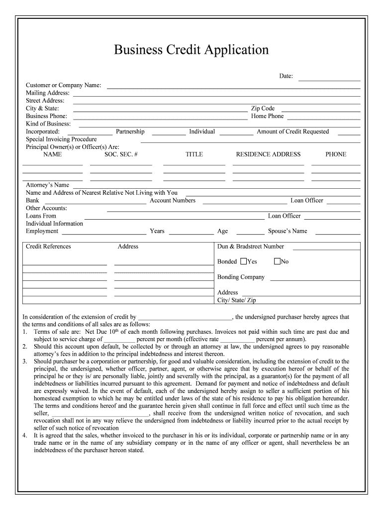 Business Credit Application All Tex Supply  Form