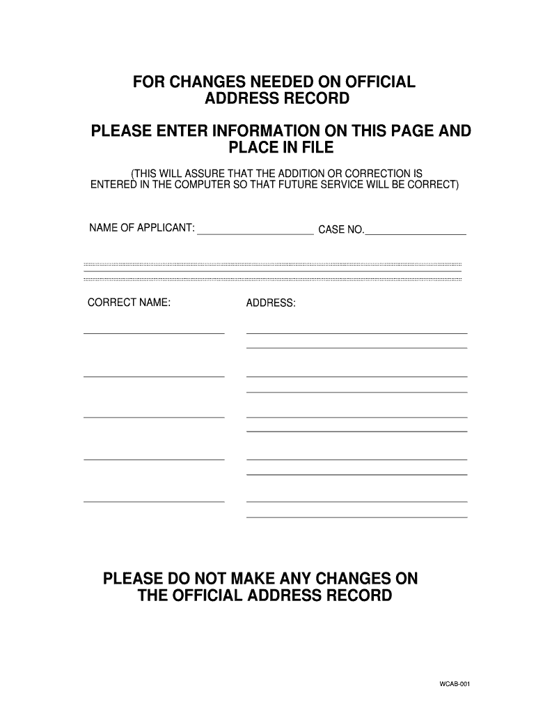 For CHANGES NEEDED on OFFICIAL  Form
