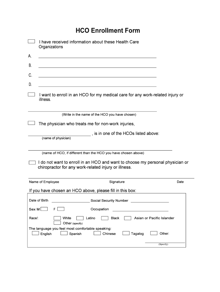 HCO Enrollment Form