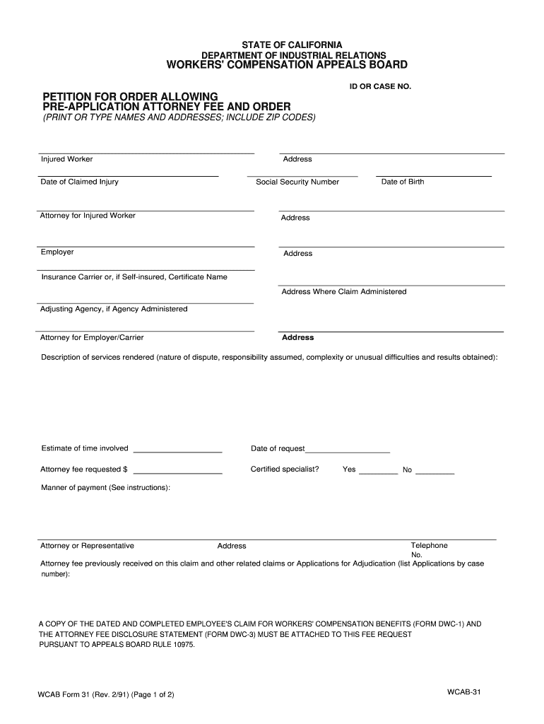 Justia Petition for Order Allowing Pre Application  Form