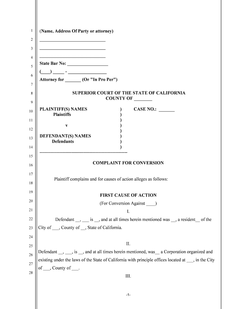 For Conversion Against  Form