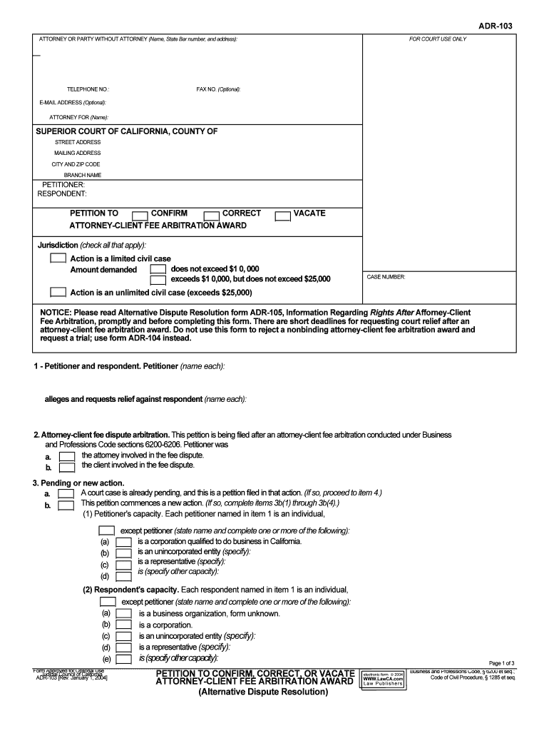 REJECTION of AWARD and REQUEST for TRIAL AFTER ATTORNEY  Form
