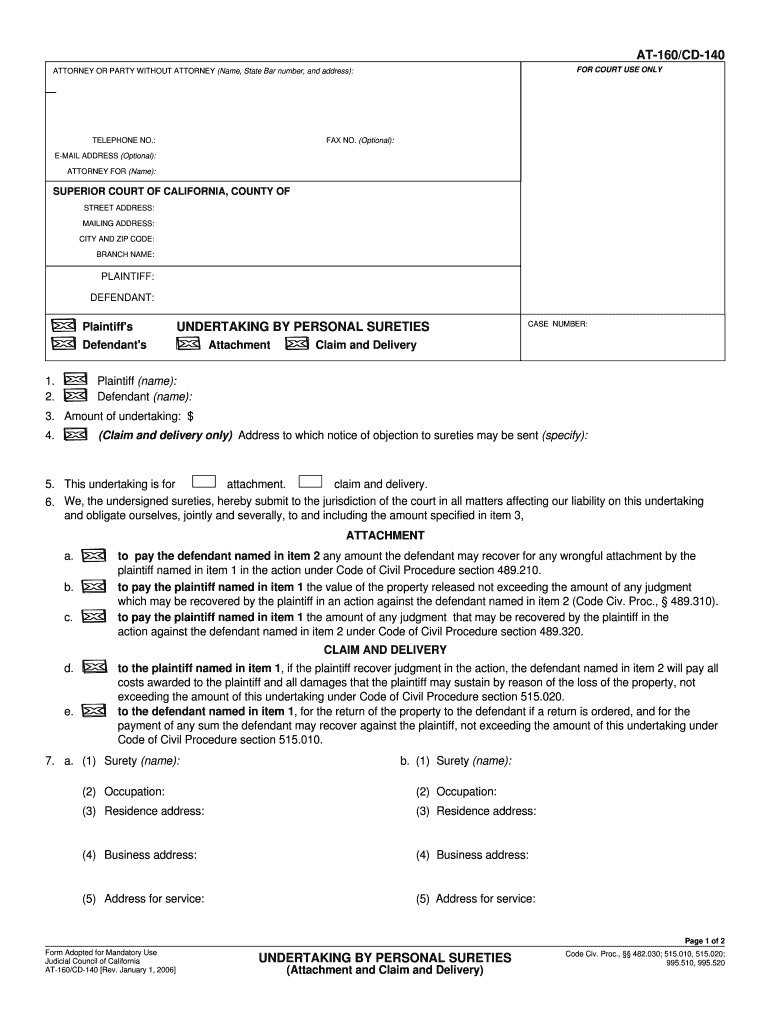 Form at 160 Download Fillable PDF, Form Cd 140