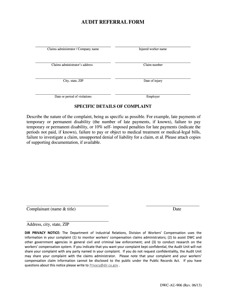 Work Comp FAQsProcessing Overdue No Response  Form