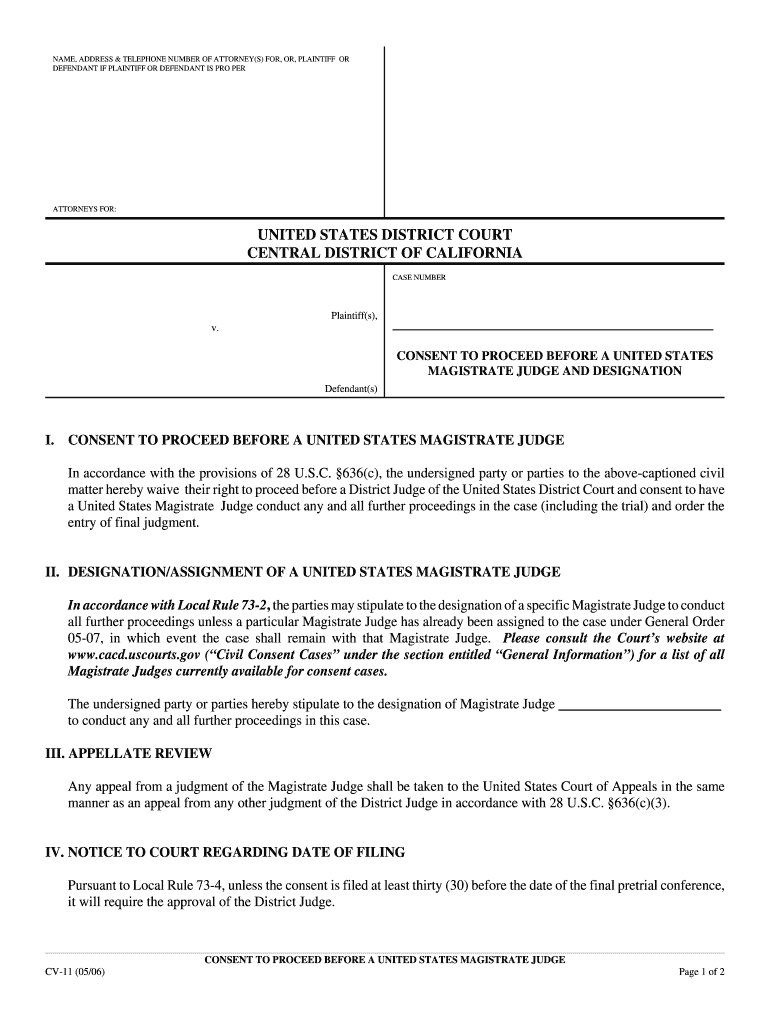 ATTORNEYS for UNITED STATES DISTRICT COURT CENTRAL  Form