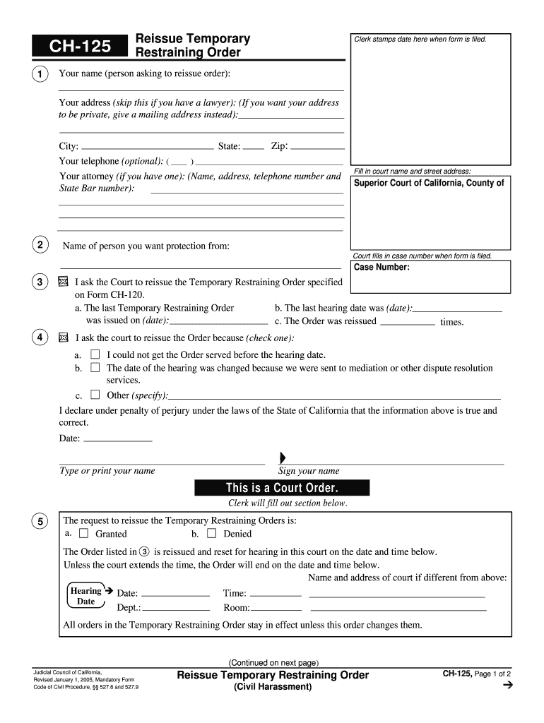 EA 115 Request to Continue Court Hearing and to Reissue  Form