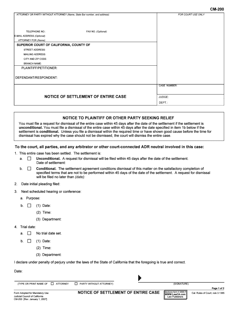 CM 200 California Courts State of California  Form