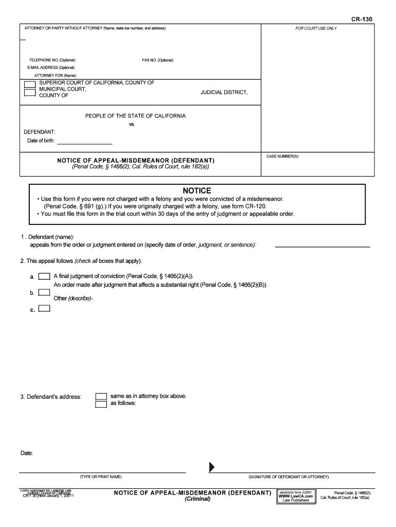 CR 130  Form