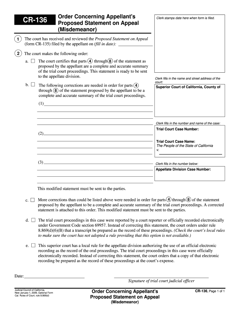 CR 136  Form