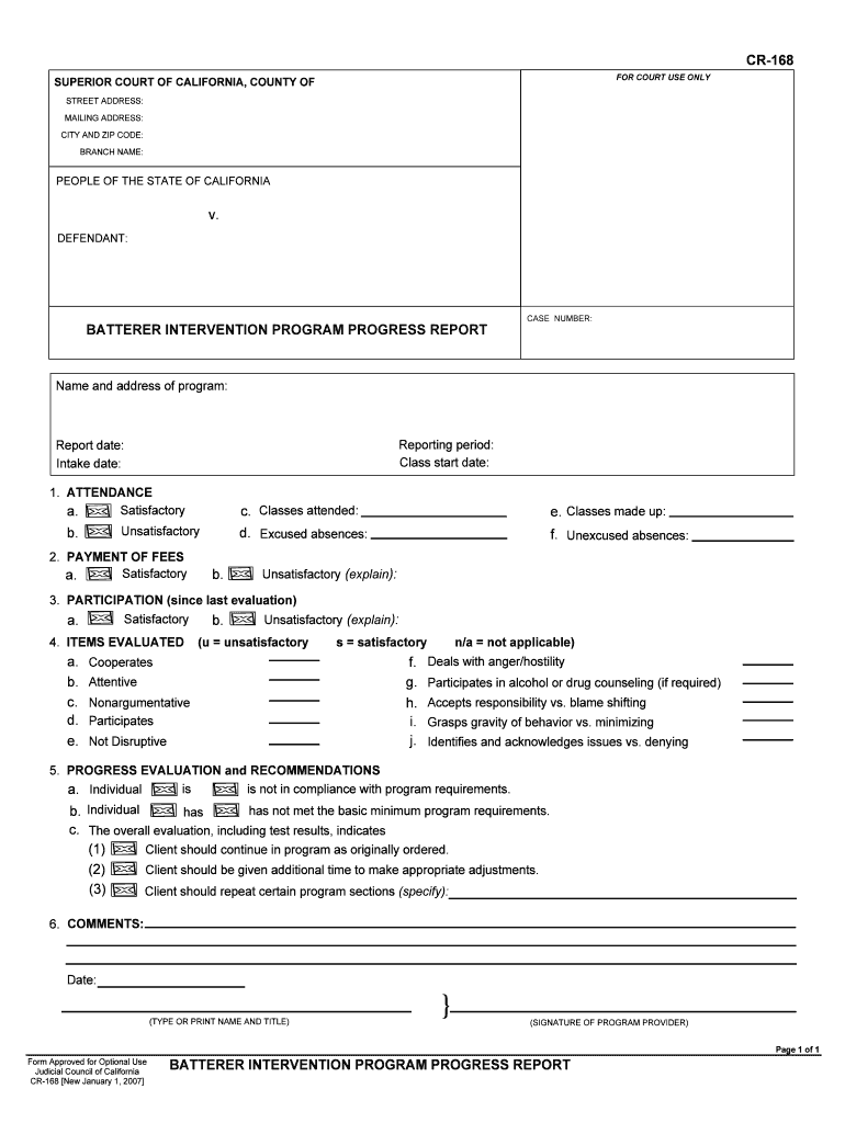 CR 168  Form