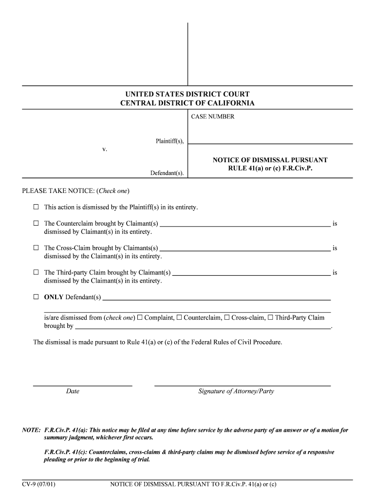 Rule 41 Dismissal of Actions2020 Federal Rules of Civil  Form