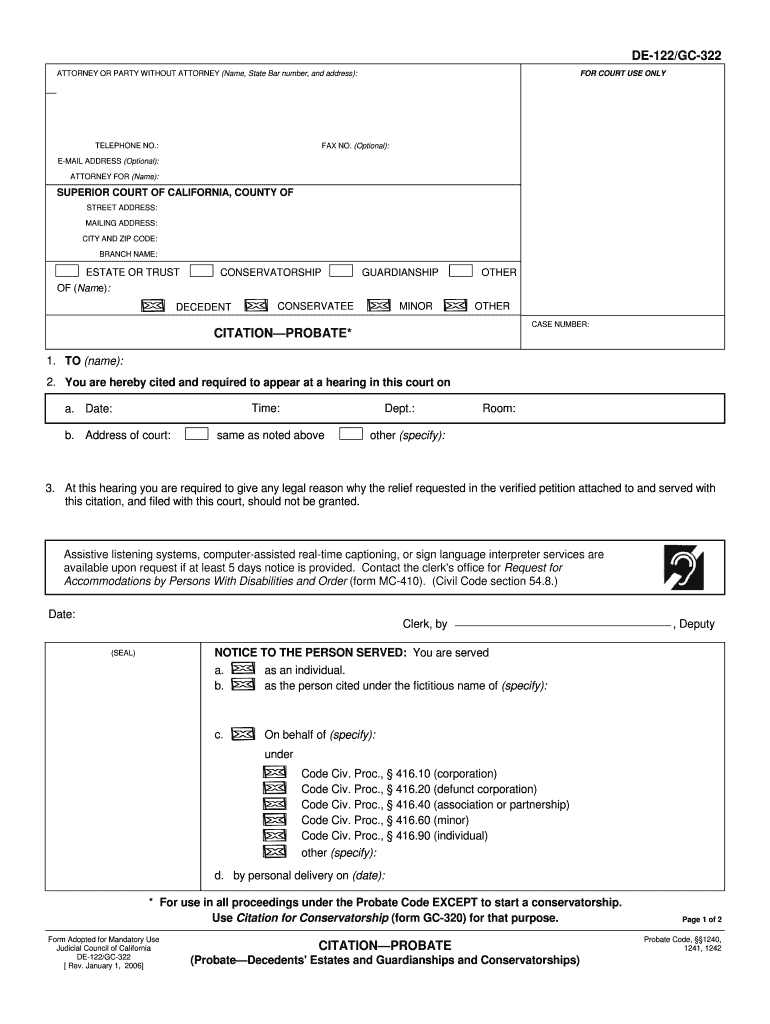 DE 122GC 322  Form