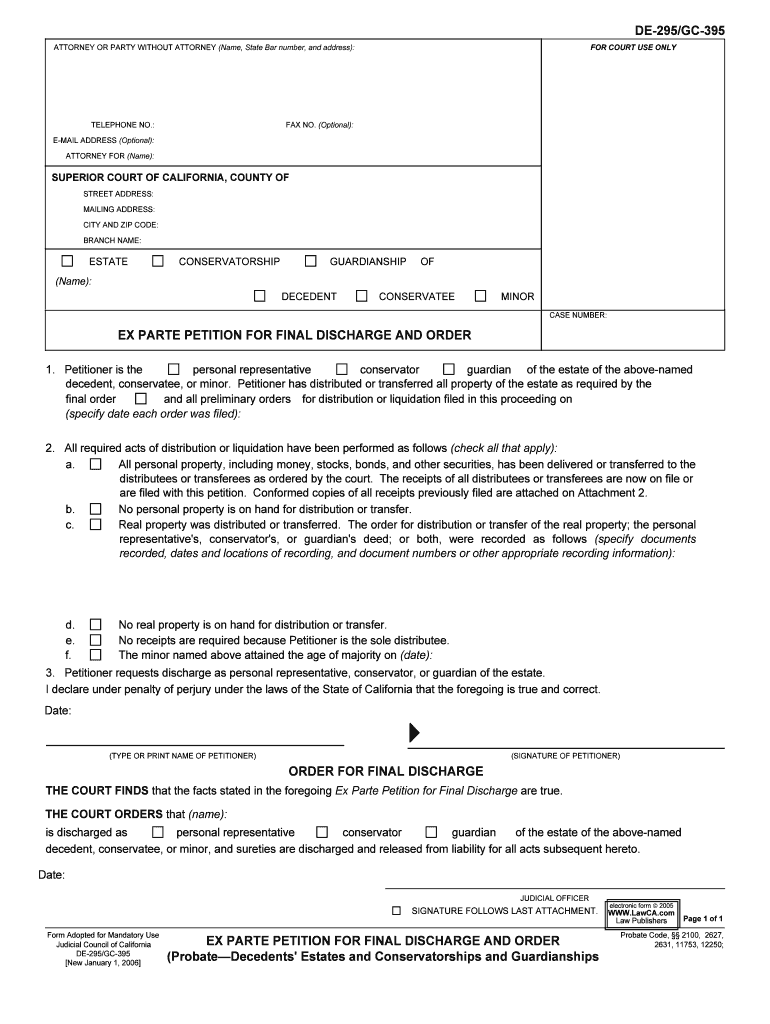 FAX NO ATTORNEY for SUPERIOR COURT of CALIFORNIA, COUNTY of  Form