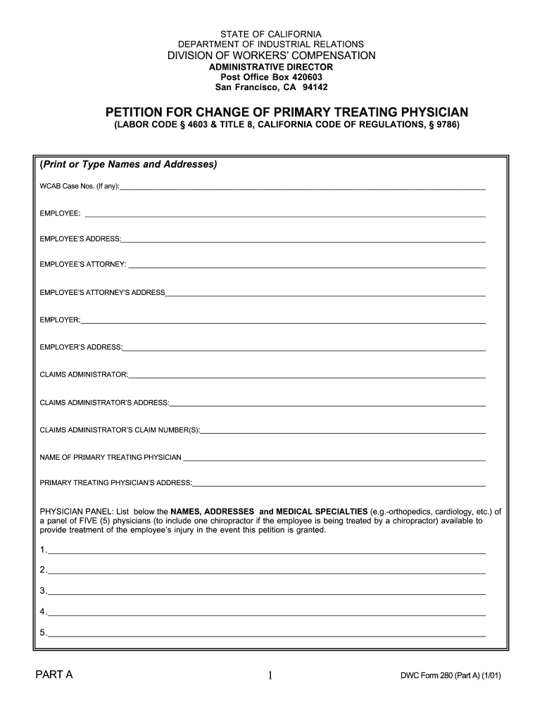 Petition for Change of Primary Treating Physician DIR  Form