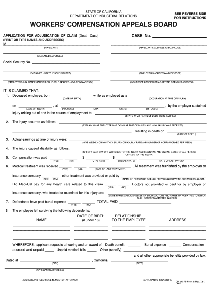 DWC DIA 2 Death Claim  Form