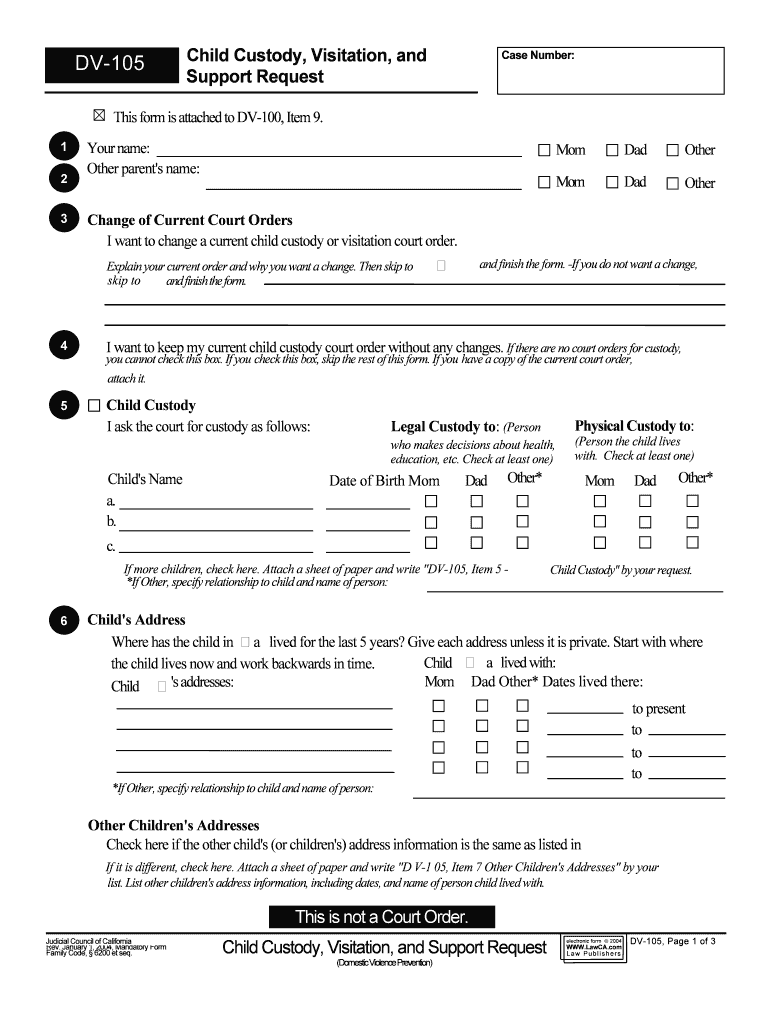 Child Custody, Visitation, and  Form