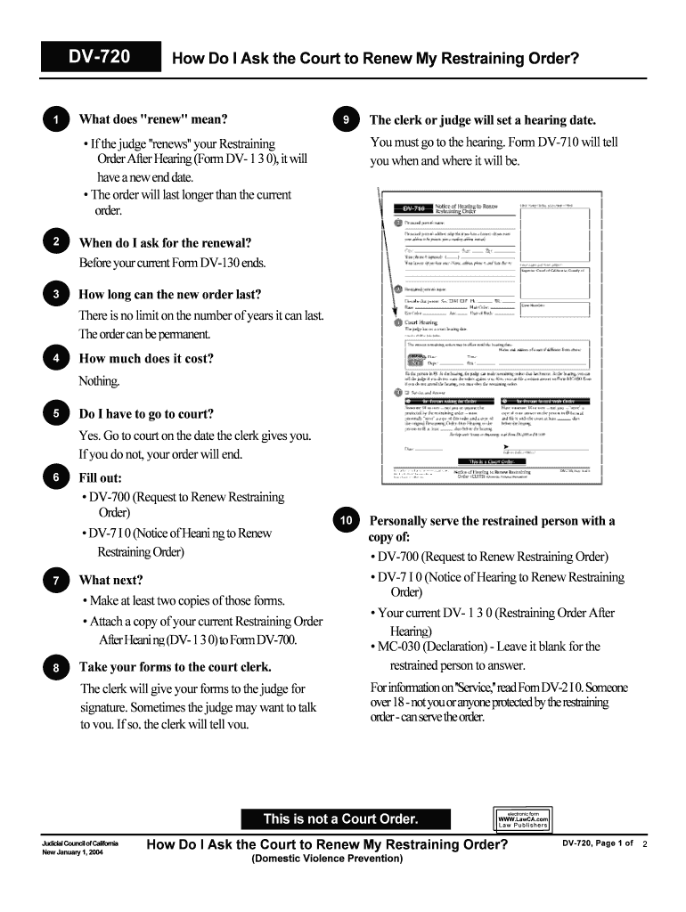 Renew a Restraining Order California Courts  Form