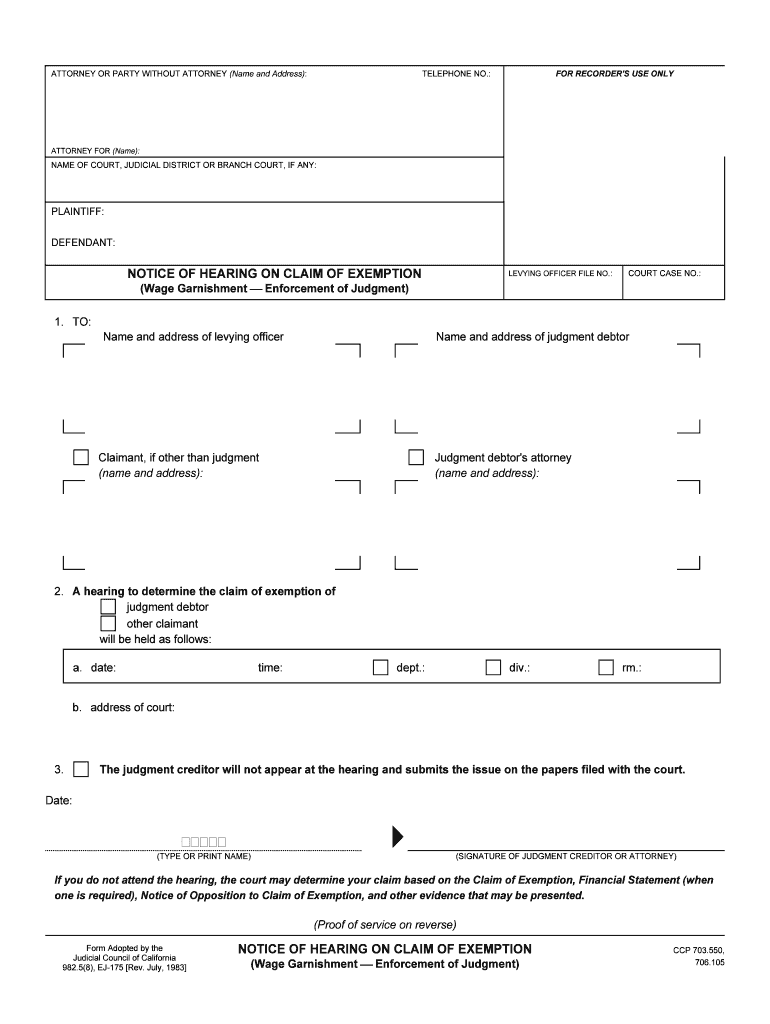 NAME of COURT, JUDICIAL DISTRICT or BRANCH COURT, IF ANY  Form