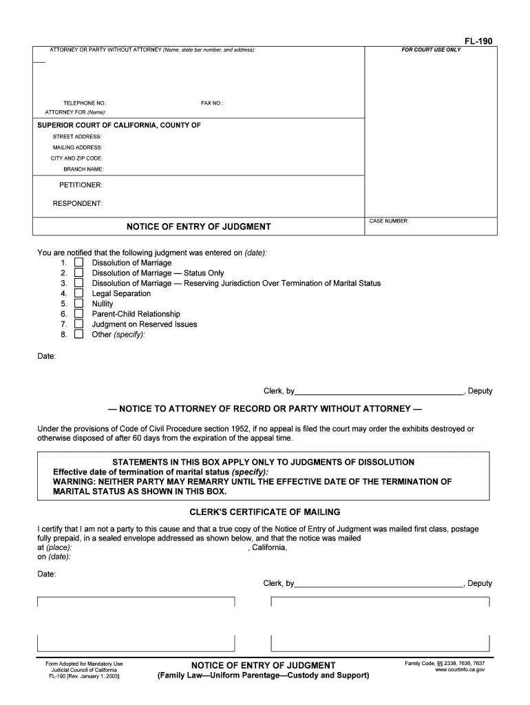 Dissolution of Marriage Status Only  Form