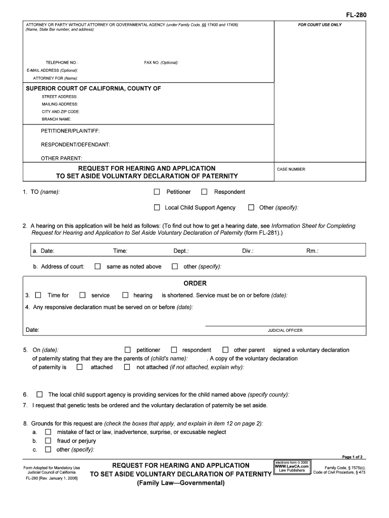 REQUEST for HEARING and APPLICATION  Form