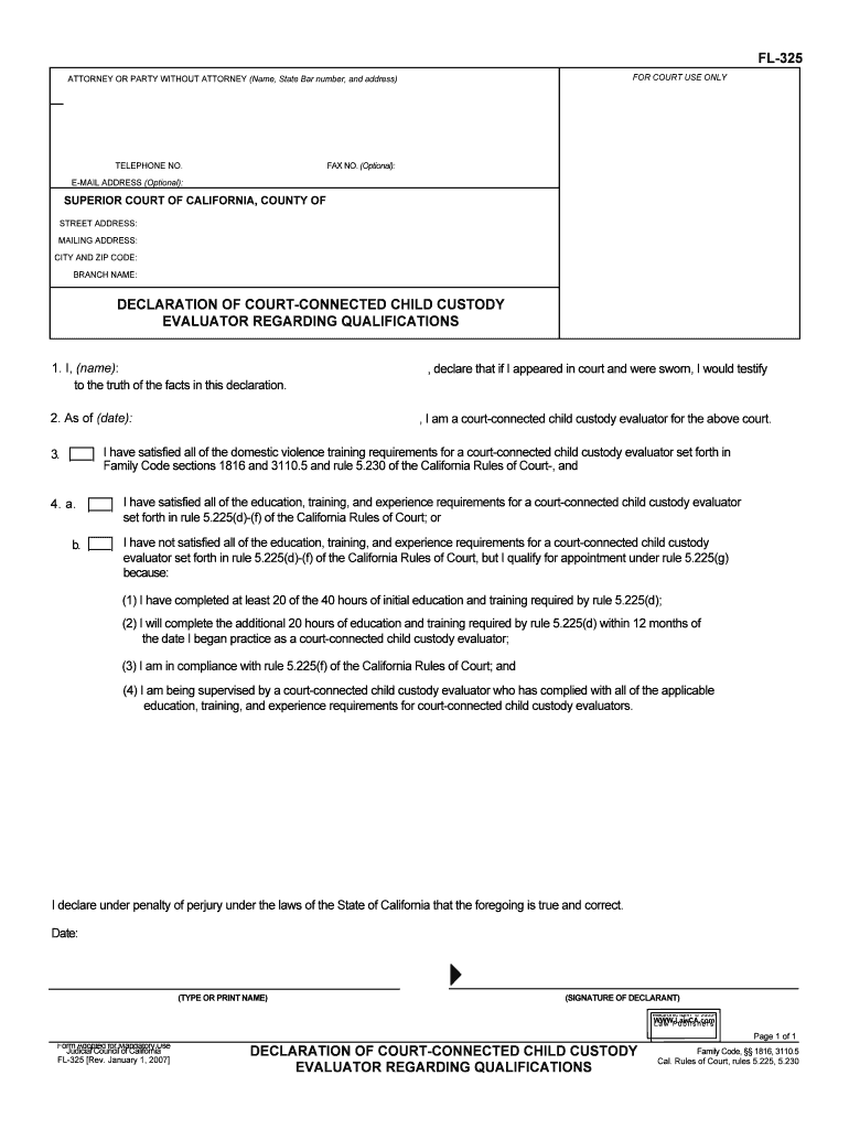 FL 327 Order Appointing Child Custody Evaluator California  Form