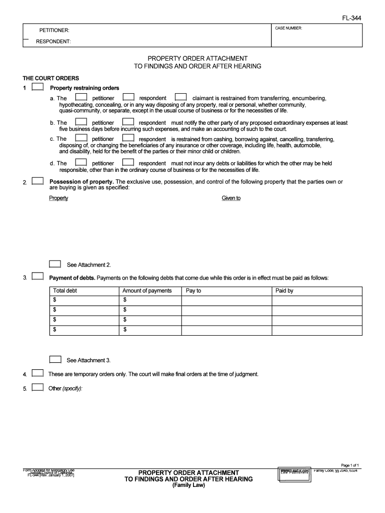 Findings and Order After Hearing Contra Costa Superior Court  Form