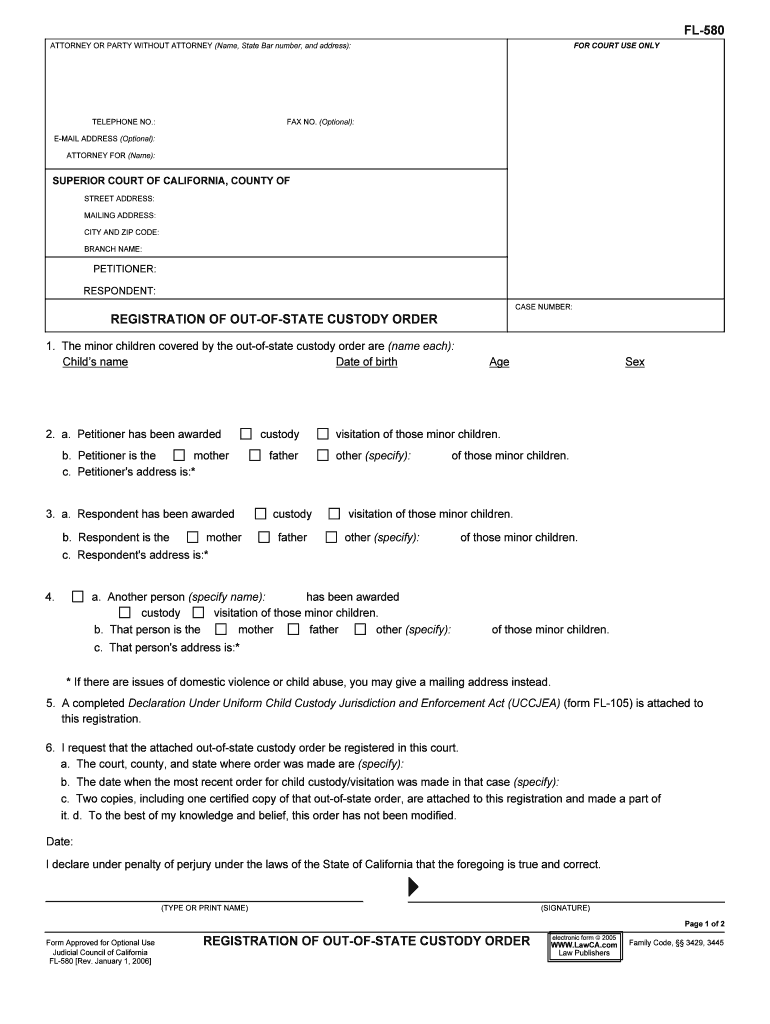 The Minor Children Covered by the Out of State Custody Order Are Name Each  Form