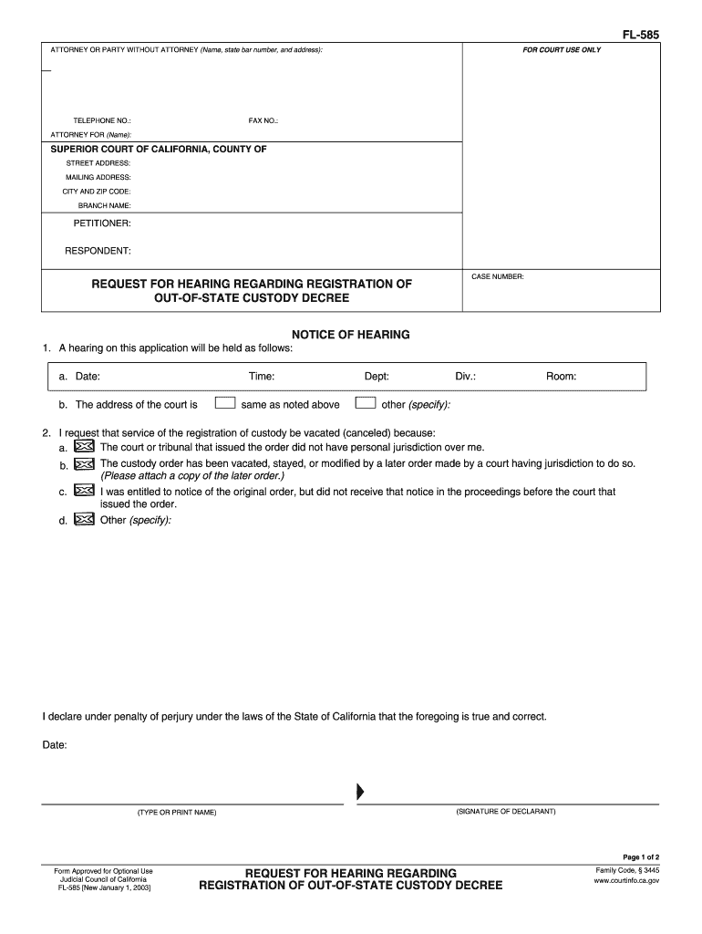 OUT of STATE CUSTODY DECREE  Form
