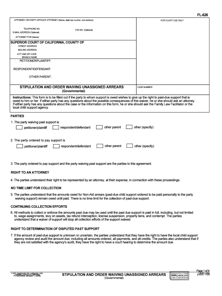 Instructions This Form is to Be Filled Out If the Party to Whom Support is Owed Wishes to Give Up the Right to Past Due Support 