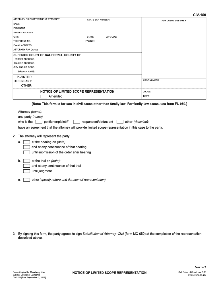 CIV 150  Form