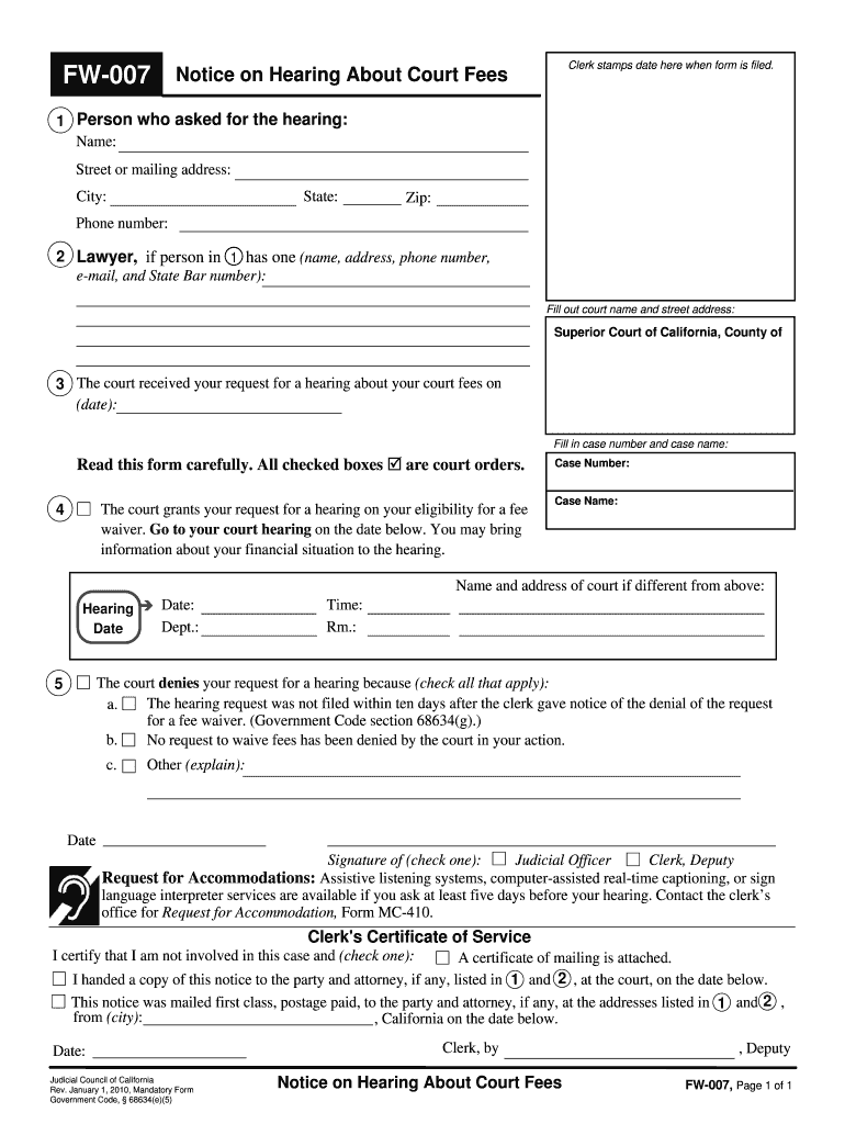1 Person Who Asked for the Hearing  Form