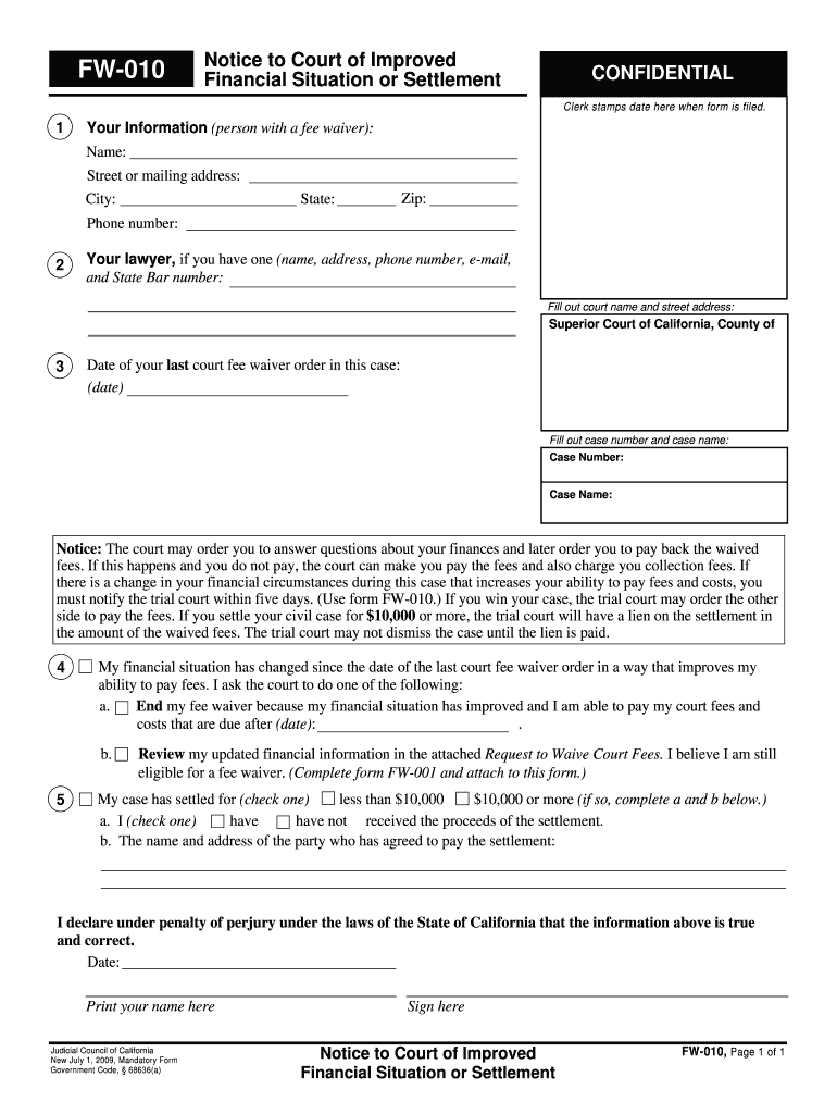 FW 010 California Courts CA Gov  Form