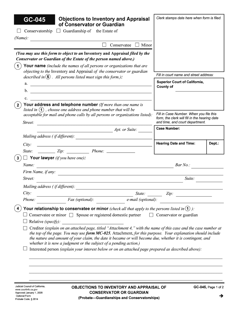 GC 042 Notice of Filing of Inventory and Appraisal and How to  Form