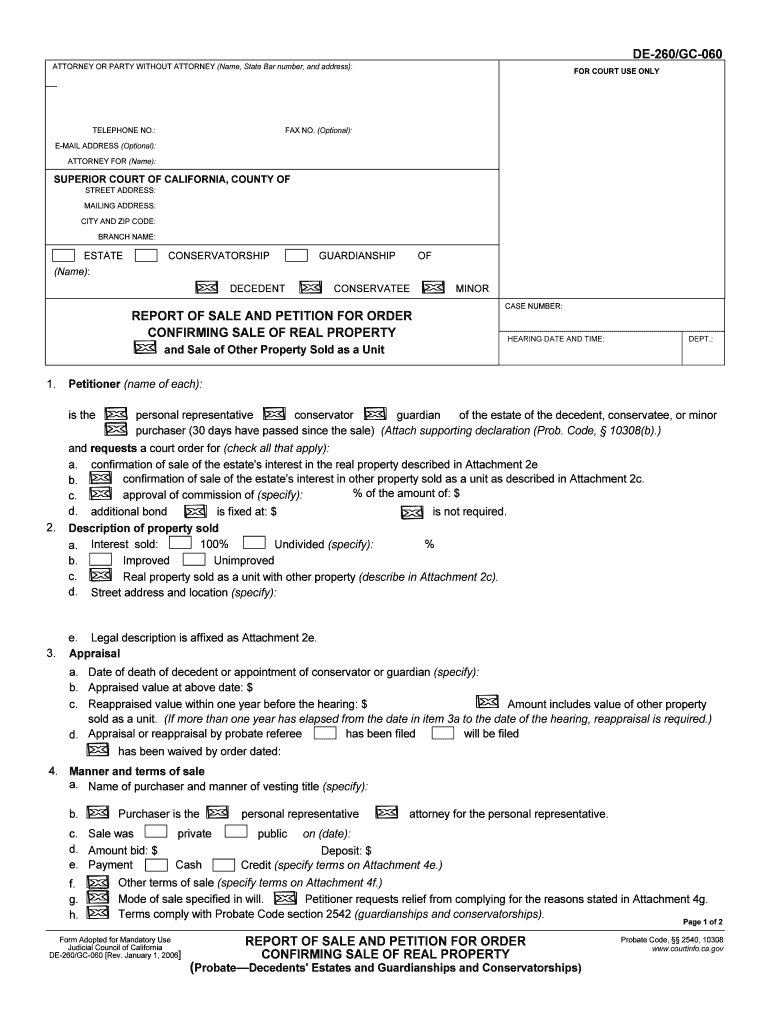 CONFIRMING SALE of REAL PROPERTY  Form