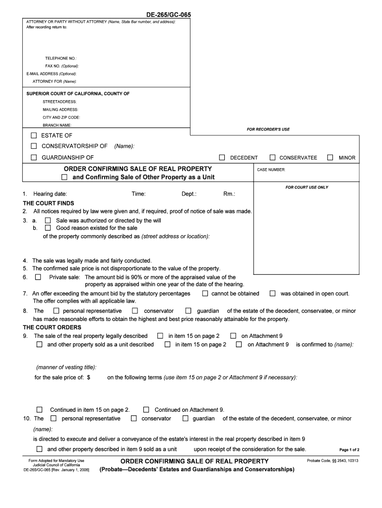 DE 265GC 065  Form