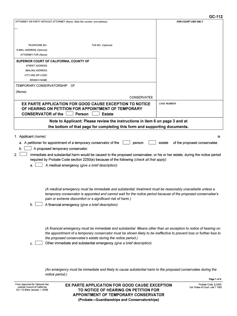 TEMPORARY CONSERVATORSHIP  Form