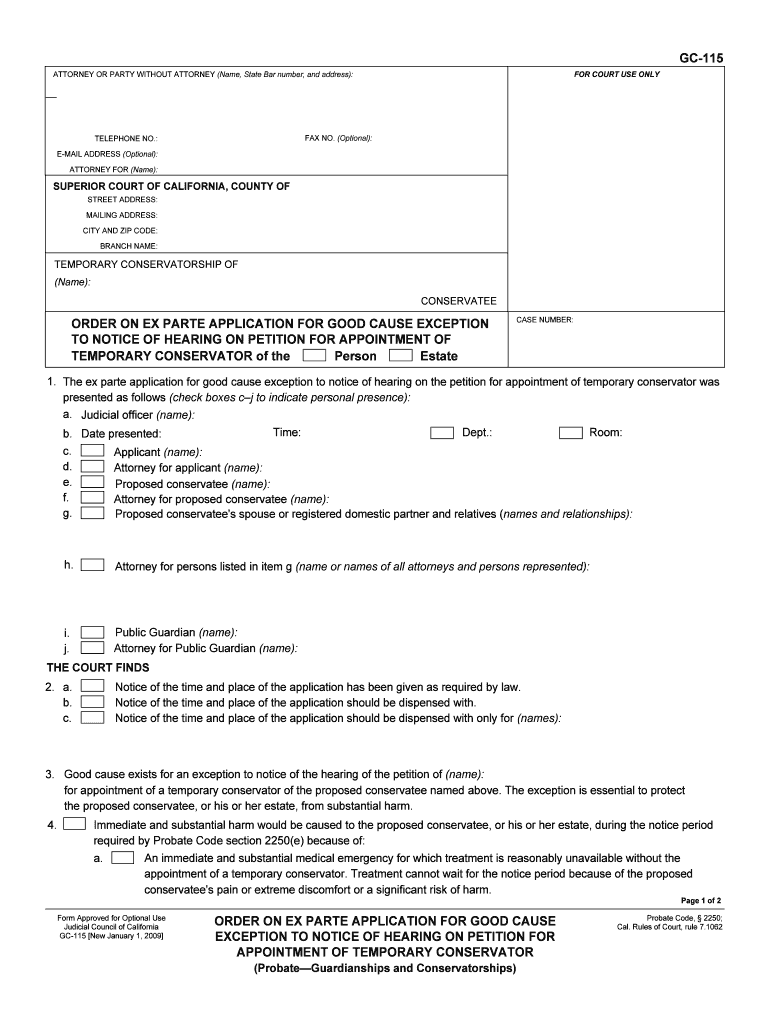 TEMPORARY CONSERVATOR of the  Form