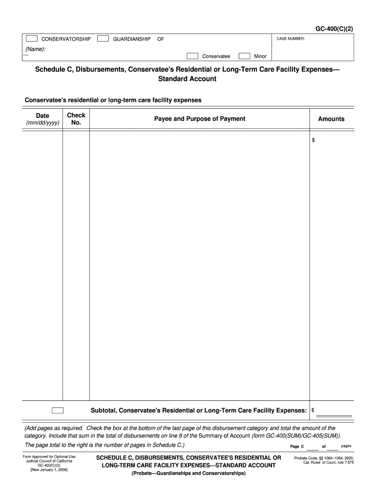 GC 400AC Schedule a and C, Receipts and  Form