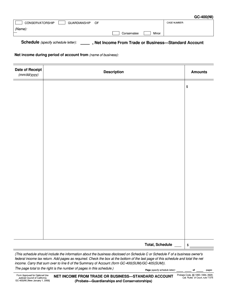 , Net Income from Trade or BusinessStandard Account  Form