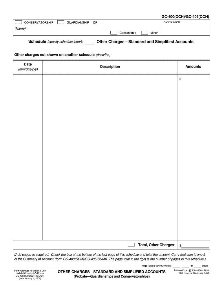 Other ChargesStandard and Simplified Accounts  Form