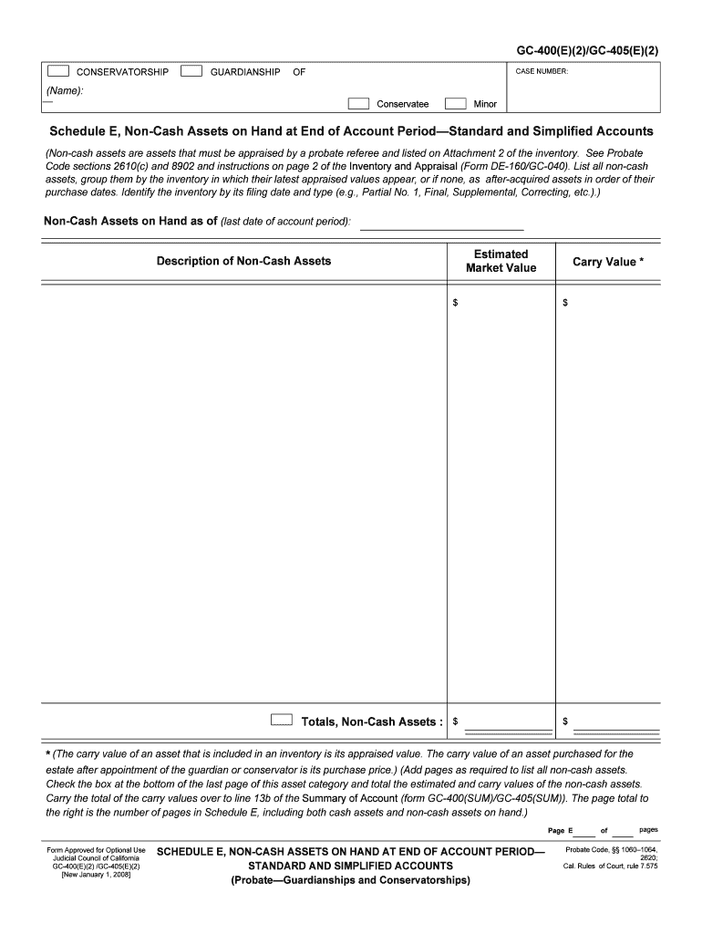 GC 400PH2GC 405PH2 Non Cash Assets on Hand at  Form