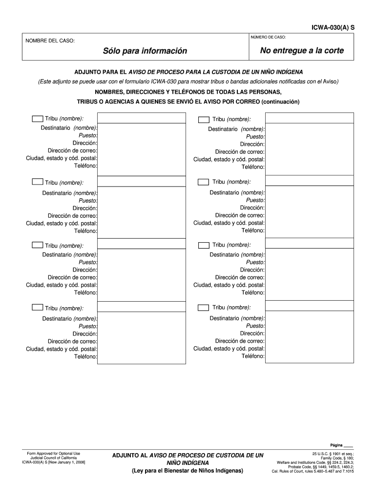 ICWA 030A S  Form