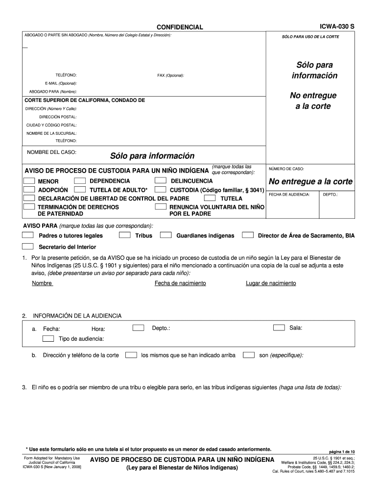 ICWA 030 S  Form